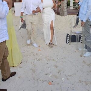 David's Bridal Elegant White Wedding Dress with Slit